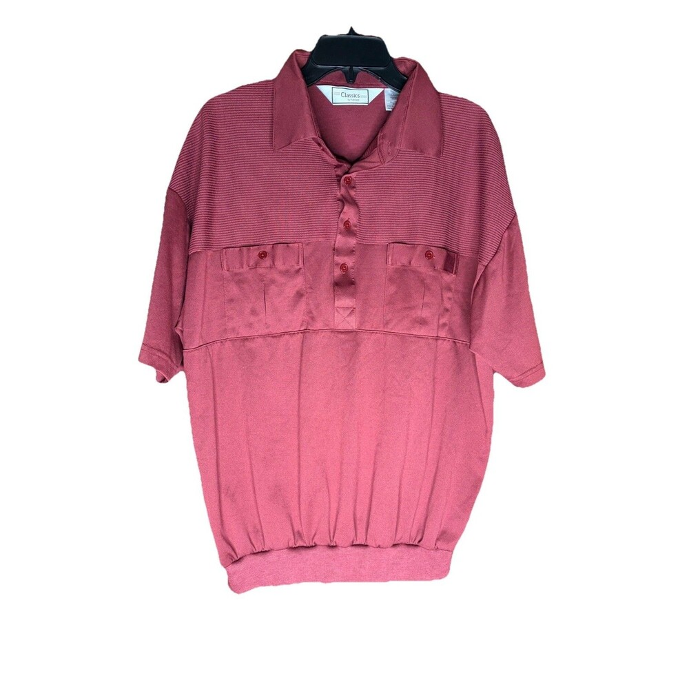Classics by Palmland Polo Men's L Banded Waist Short Sleeve Maroon Vintage